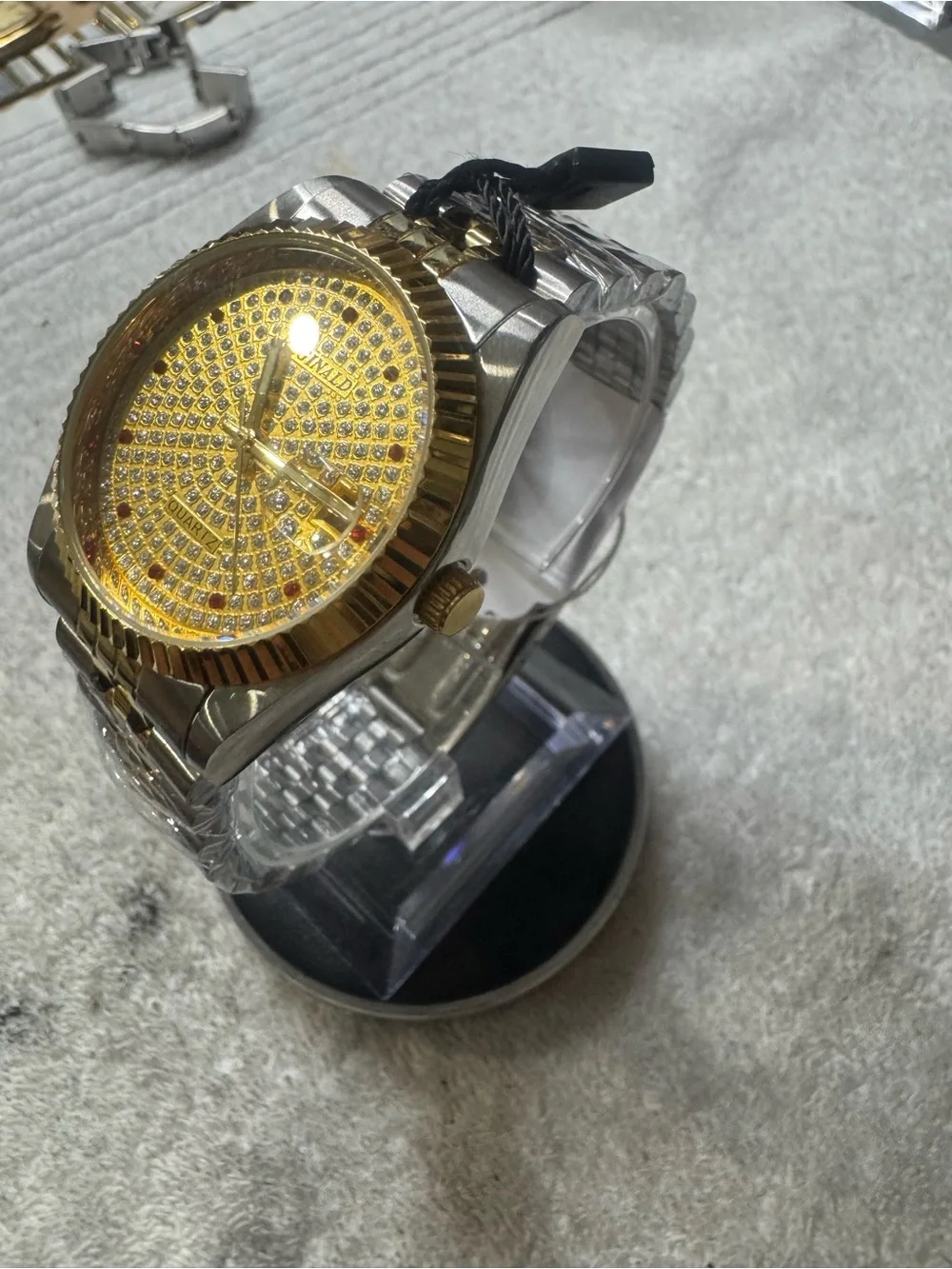 Men’s Gold and Silver Crystal-Accented Quartz Watch